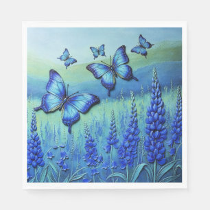 Blue Butterflies with Blue Flowers, Napkin