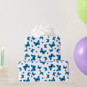 Blue butterflies wrapping paper