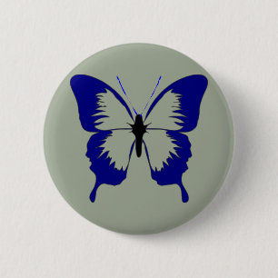 Blue butterfly 6 cm round badge