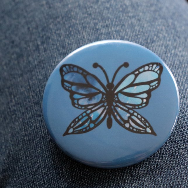 Blue Butterfly 6 Cm Round Badge (Creator Uploaded)