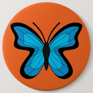 Blue Butterfly 6 Cm Round Badge