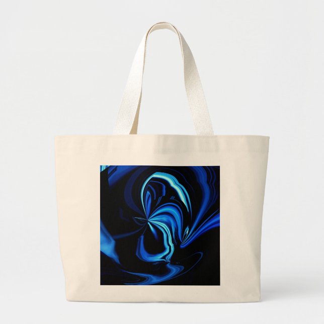 Blue Butterfly Abstract Large Tote Bag (Front)