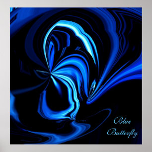 Blue Butterfly Abstract Poster