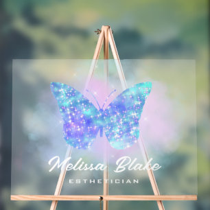blue butterfly acrylic sign