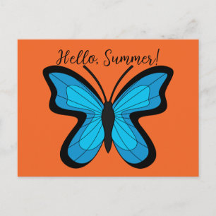 Blue Butterfly Add Text Holiday Postcard
