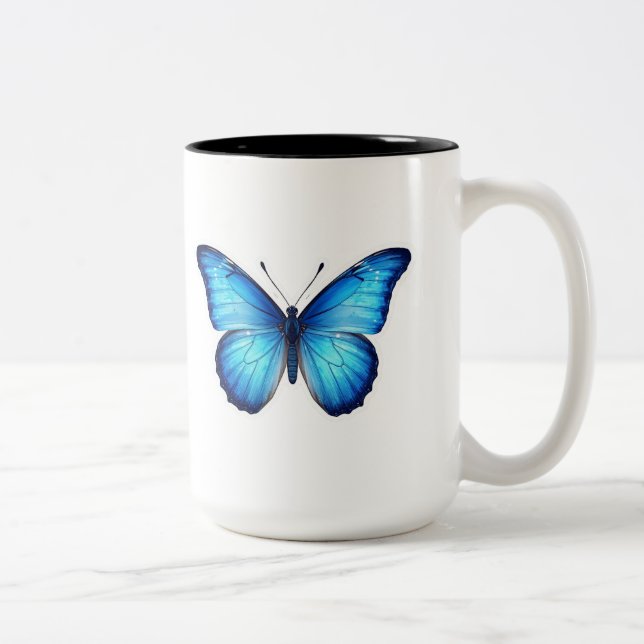 “Blue Butterfly Aesthetic Mug – Elegant Design” (Right)