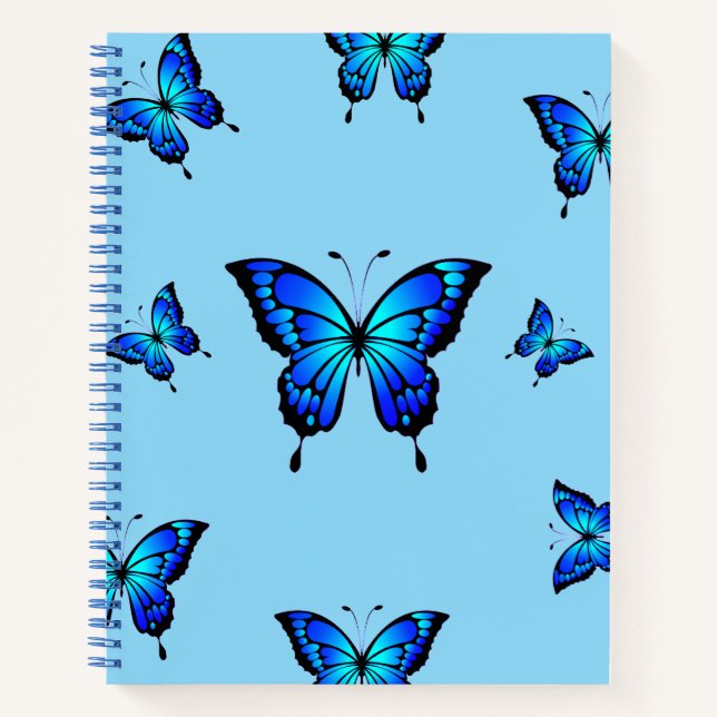 Blue Butterfly Aesthetic Notebook (Front)