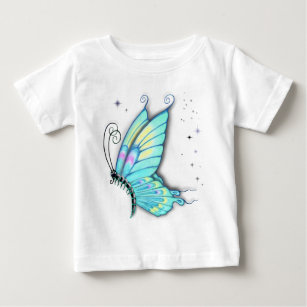 Blue Butterfly and stars Baby T-Shirt