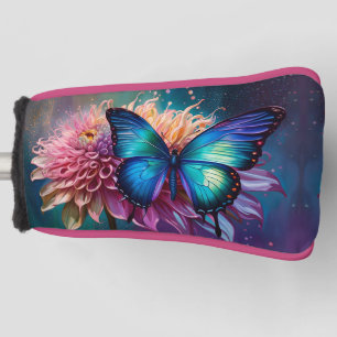  Blue butterfly and the Dahlia Golf Head Cover