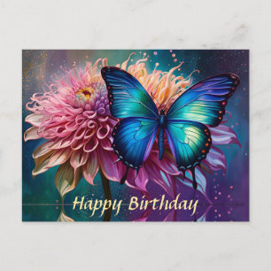 Blue butterfly and the Dahlia Postcard