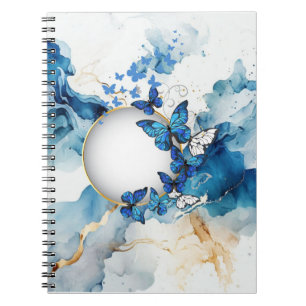 Blue Butterfly and Watercolor with a hint of Gold Notebook
