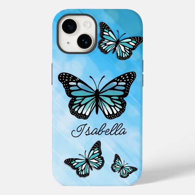 Blue Butterfly and Your Name Personalised   Case-Mate iPhone Case (Back)