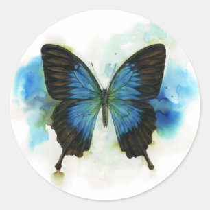 Blue Butterfly Any Occasion Stationery Classic Round Sticker