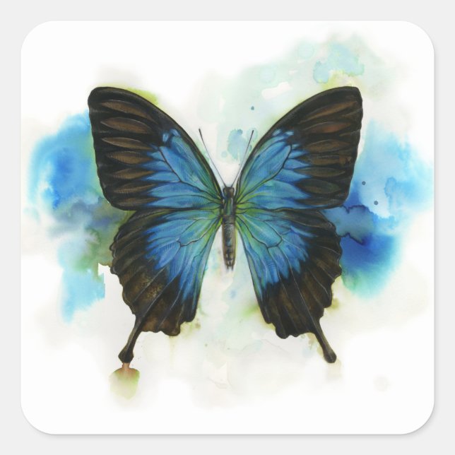 Blue Butterfly Any Occasion Stationery Square Sticker (Front)