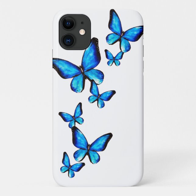 Blue butterfly aqua watercolor Case-Mate iPhone case (Back)