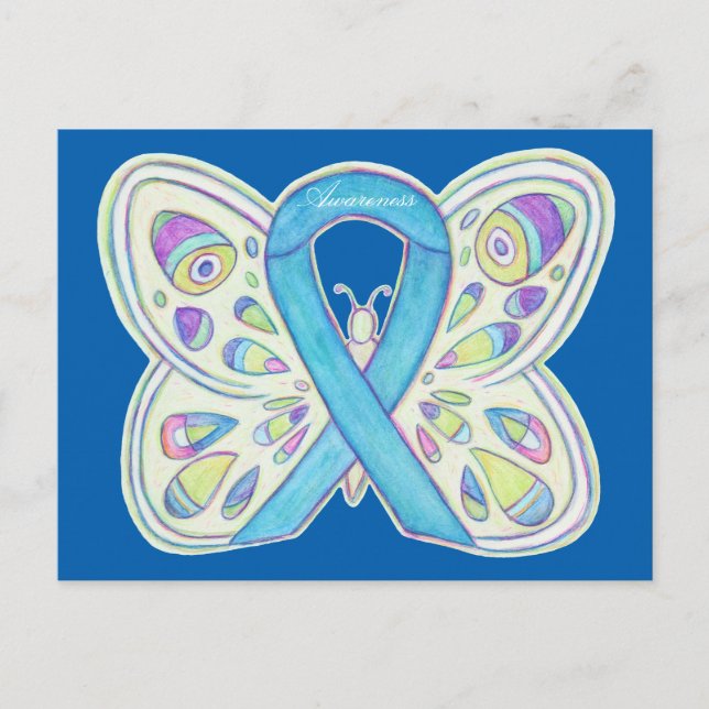 Blue Butterfly Awareness Ribbon Custom Postcard (Front)