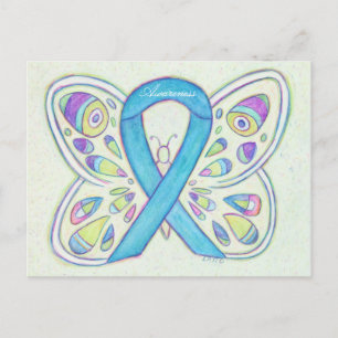 Blue Butterfly Awareness Ribbon Custom Postcard