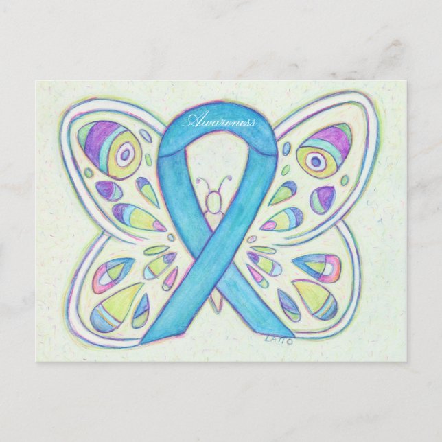 Blue Butterfly Awareness Ribbon Custom Postcard (Front)