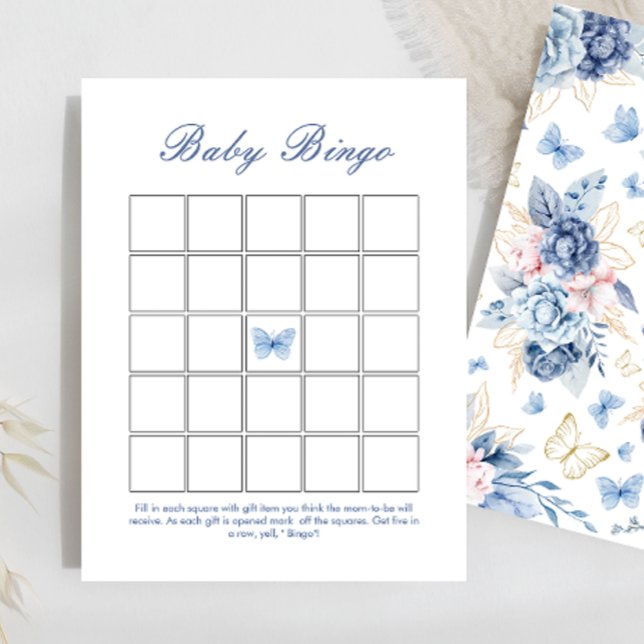 Blue Butterfly Baby Bingo Baby Shower Game (Creator Uploaded)