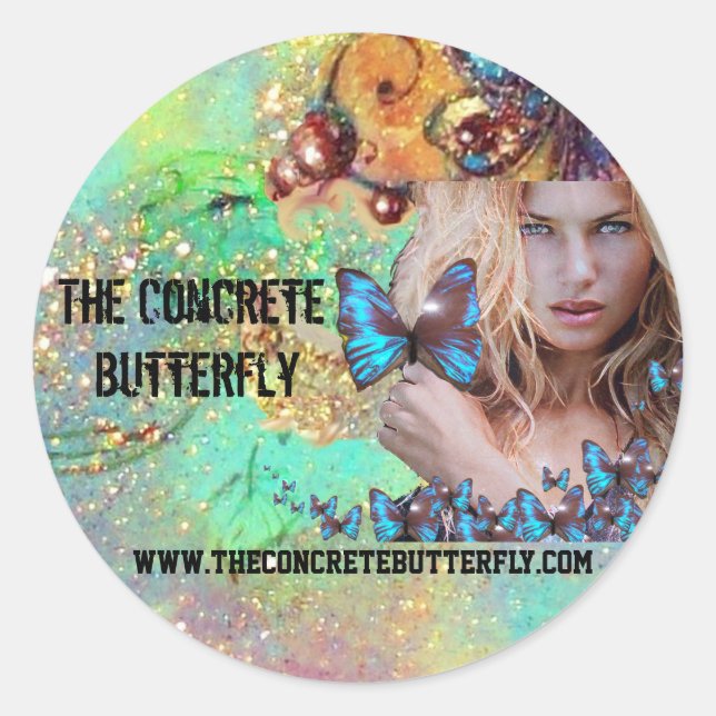 BLUE BUTTERFLY BEAUTY MAKEUP ARTIST 2 CLASSIC ROUND STICKER (Front)