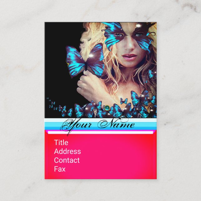 BLUE BUTTERFLY BEAUTY SALON,MAKEUP ARTIST monogram Business Card (Front)