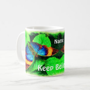 Blue Butterfly Believe Inspirational Words  Coffee Mug