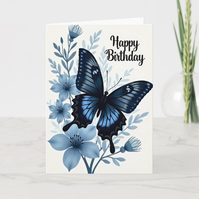 Blue Butterfly Birthday Card (Front)