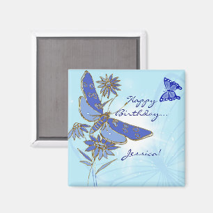 Blue Butterfly Birthday Magnet
