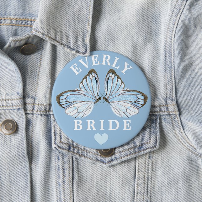 Blue Butterfly Bliss Brides Badge with Cute Heart  (In Situ)