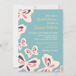 Blue Butterfly Bridal Shower Wedding Invitation