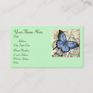 Blue Butterfly Business Card with Address