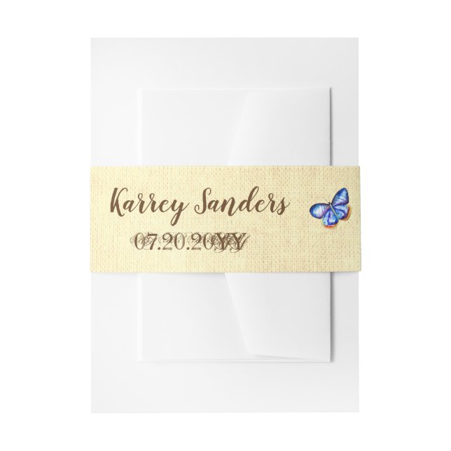 Blue Butterfly  Canvas Invitation Belly Bands Invitation Belly Band (Front Example)