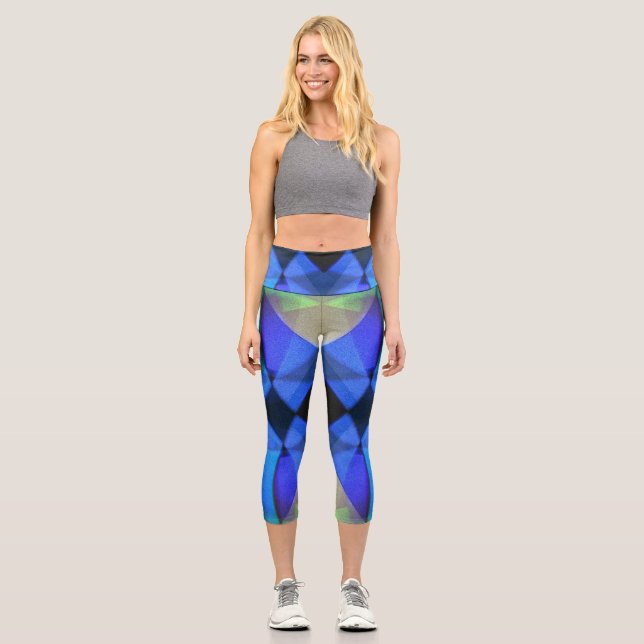 Blue Butterfly Capri Leggings (Front)