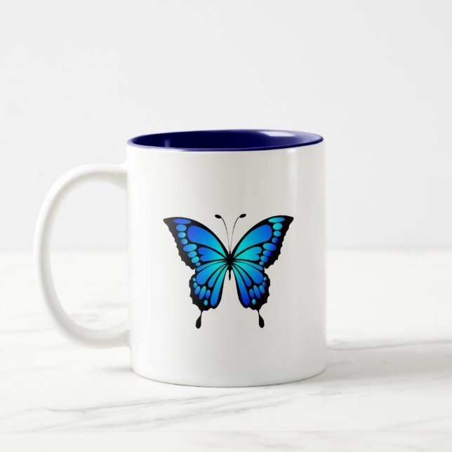 Blue Butterfly Ceramic Mug (Left)