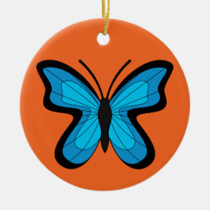 Blue Butterfly Ceramic Tree Decoration
