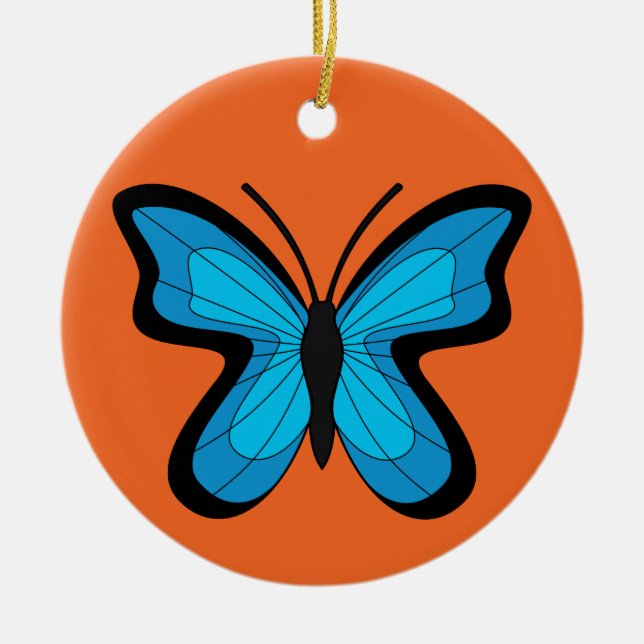 Blue Butterfly Ceramic Tree Decoration (Front)