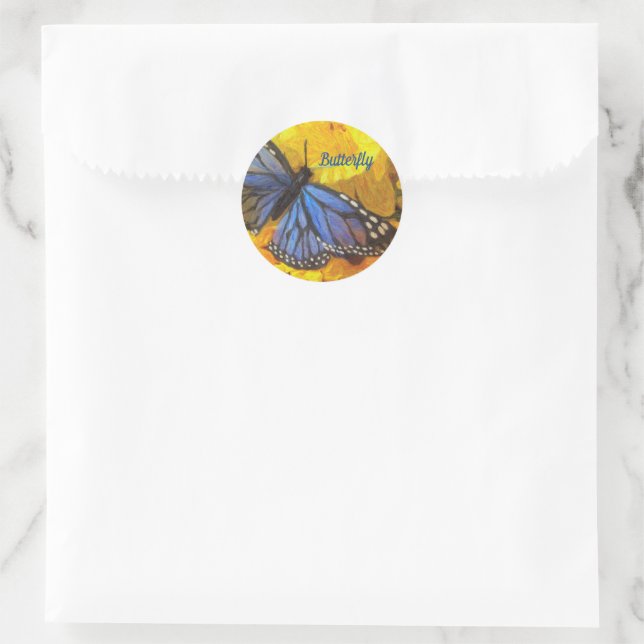 Blue Butterfly Classic Round Sticker (Bag)