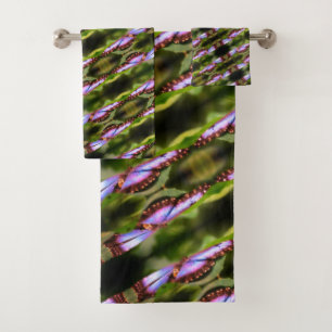 Blue Butterfly Close Up Nature Pattern     Bath Towel Set