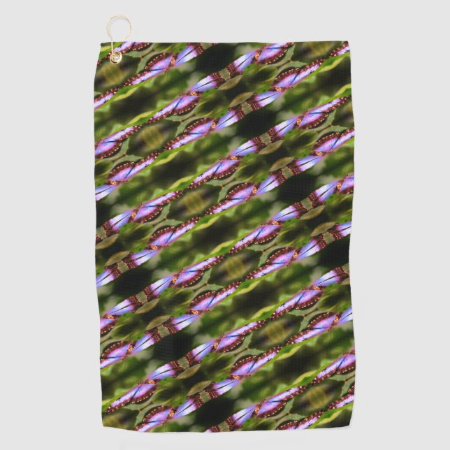 Blue Butterfly Close Up Nature Pattern      Golf Towel (Front)