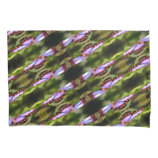 Blue Butterfly Close Up Nature Pattern Pillowcase (Front)