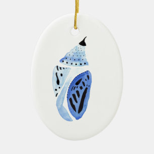 Blue Butterfly Cocoon Ceramic Tree Decoration