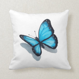 Blue Butterfly, Colour Pencil Drawing, Realism Art Cushion
