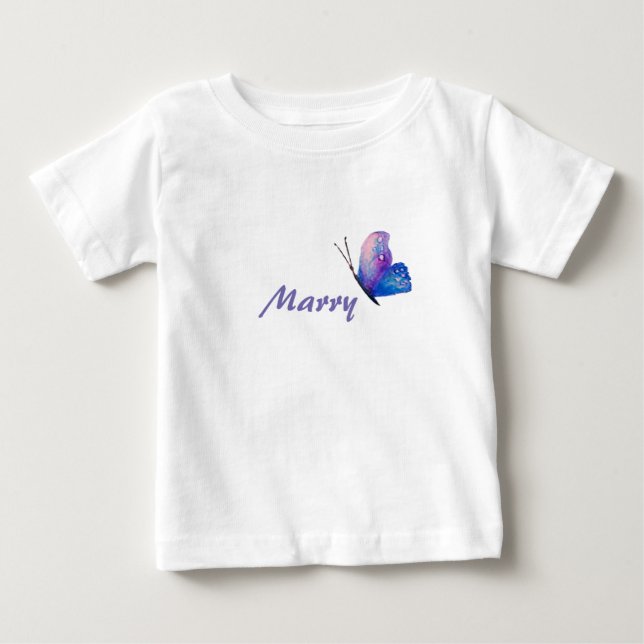 Blue Butterfly Custom Name  Jersey T-Shirt (Front)
