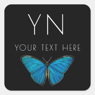 BLUE BUTTERFLY CUSTOM NAME STICKER