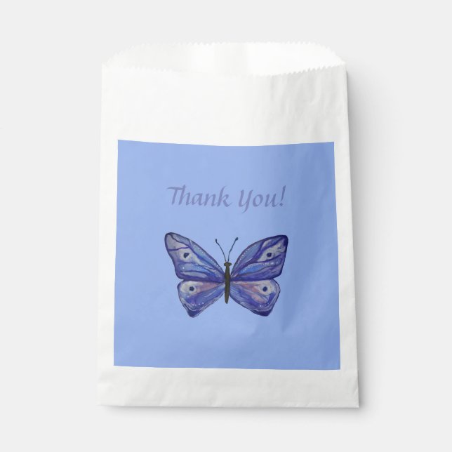 Blue Butterfly Custom White Favor Bag (Front)