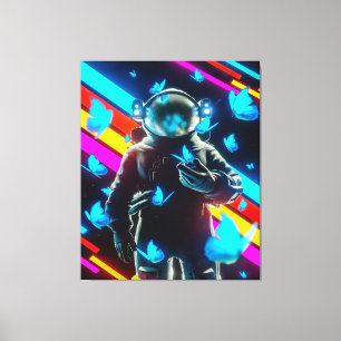 Blue Butterfly Design Colourful   Butterfly Art Canvas Print