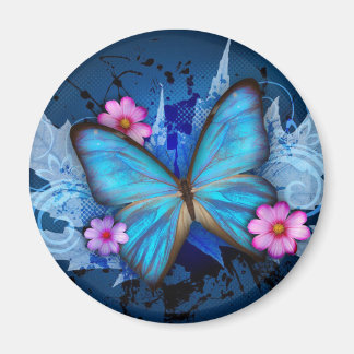 Blue butterfly design magnet