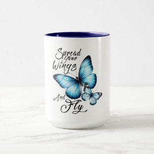 Blue Butterfly Design with Inspirational Flight Mug