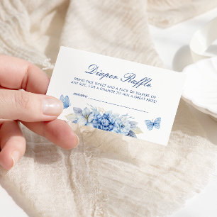 Blue Butterfly Diaper Raffle Boy Baby Shower  Enclosure Card