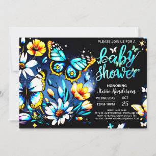 Blue Butterfly Dreamland Boy Baby Shower Invitation